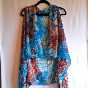 Colorful Paisley Open Front Vest